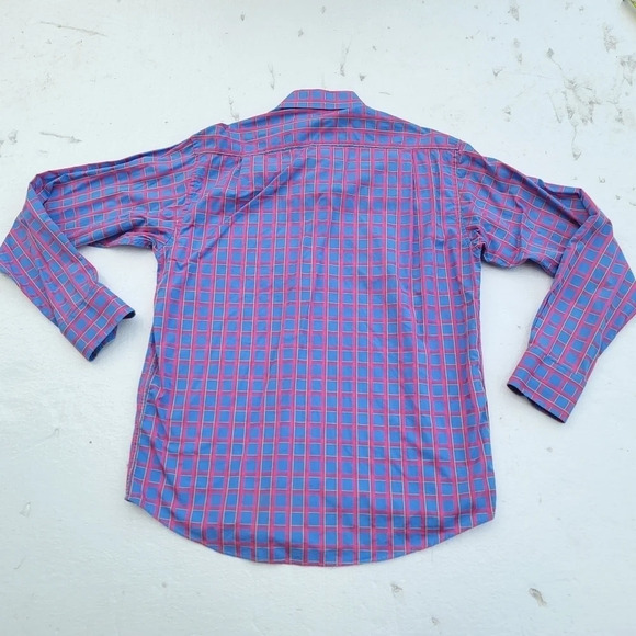 Luchiano Visconti Mens Blue Pink Plaid Long Sleeve Button Shirt Colorful L - Picture 2 of 9